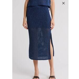 NWOT Women’s rag & bone Carter Open Stitch Sweater Skirt in Navy SZ XS